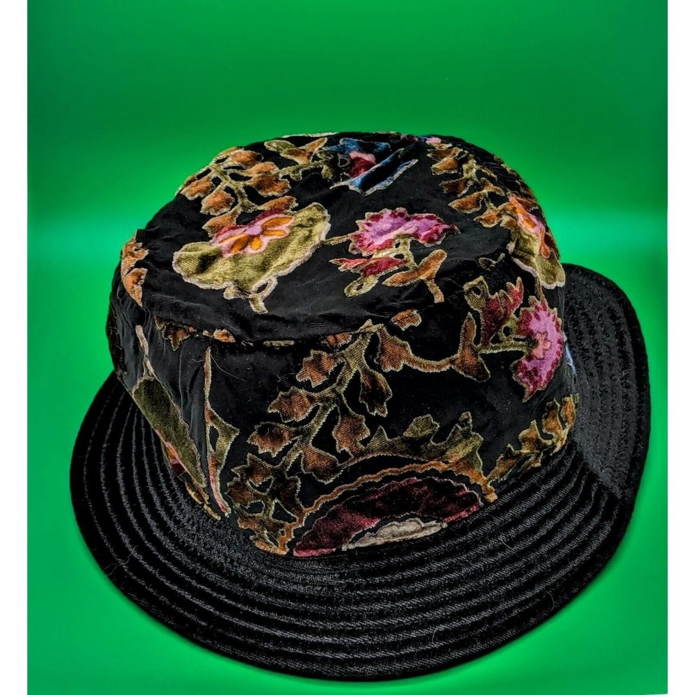 Scala Black Floral Velvet Hat
